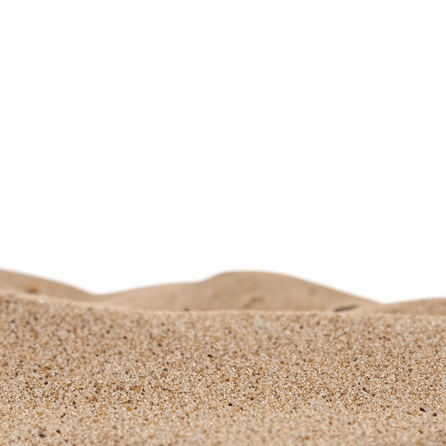 Foto areia em fundo branco isolado