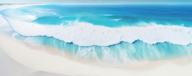 Arena blanca cerca de agua azul clara playa viaje aéreo panorama de verano papel tapiz generativo Ai
