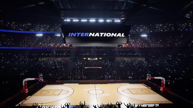 Foto arena de basquete com multidões de pessoas render k