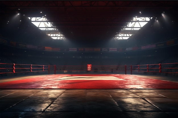 Foto arena de boxe vazia à espera de nova ronda d render illu