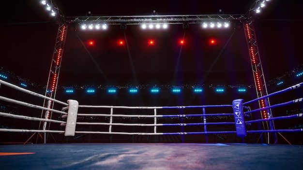 Arena de boxe vazia esperando nova rodada d ilustração render