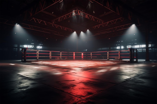 Arena de boxe vazia para competições mistas