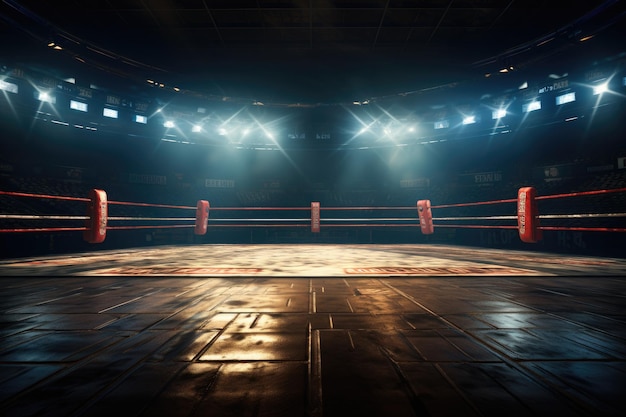 Foto arena de boxeador anel de boxe vazio isolado com luz generative ai