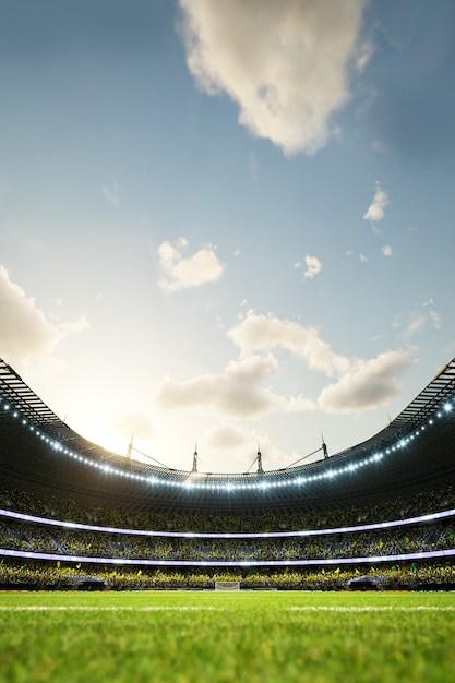 Foto arena de futebol à noite com torcedores d ilustração