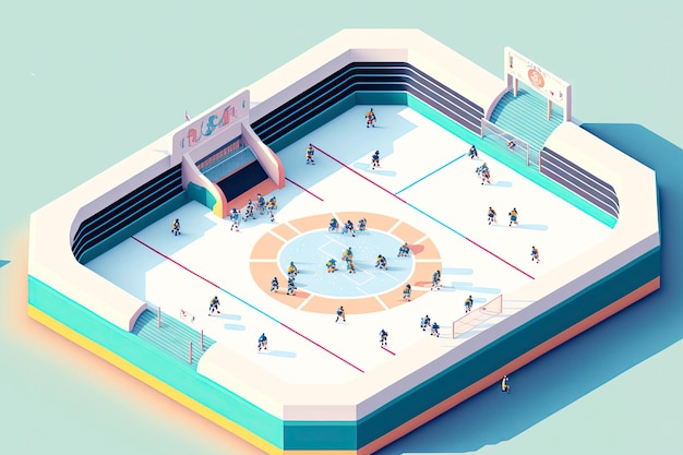 Arena de gelo pista de gelo para jogos de patinação artística de inverno e geração de hóquei no gelo ai