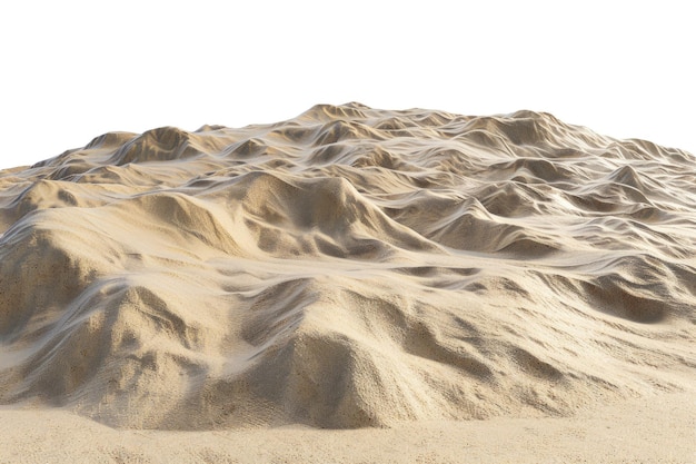La arena esparcida aislada sobre un fondo blanco