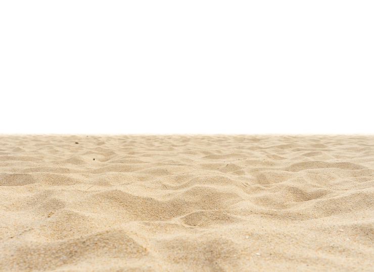 Foto arena de playa aislada sobre fondo blanco