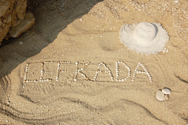 Arena en la playa, playa Egremni, isla de Lefkada, Grecia