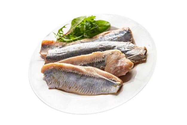 arenque filé de peixe desossado refeição de frutos do mar comida lanche na mesa cópia espaço comida fundo rústico