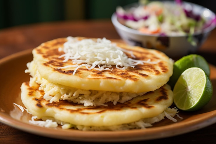 Foto arepa con un toque de jugo de limón fresco delicioso arepa fotografía de imágenes de comida tradicional