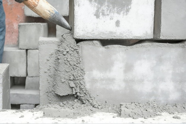 Argamassa de cimento misturada para unir blocos de construção e revestimento de superfície de parede de concreto leve Camada de textura de gesso Construção de edifícios