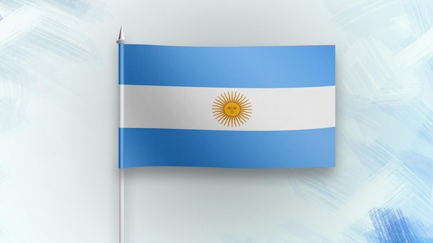 Argentina 3D Render bandera sobre un fondo de textura azul