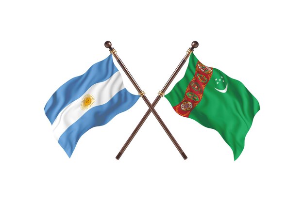 Argentina frente a Turkmenistán dos países banderas fondo