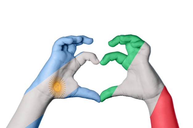 Argentina Itália Coração Gesto da mão fazendo coração