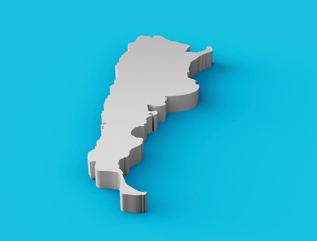 Argentina Mapa 3D Geografía Cartografía y topología Mar Azul superficie Ilustración 3D