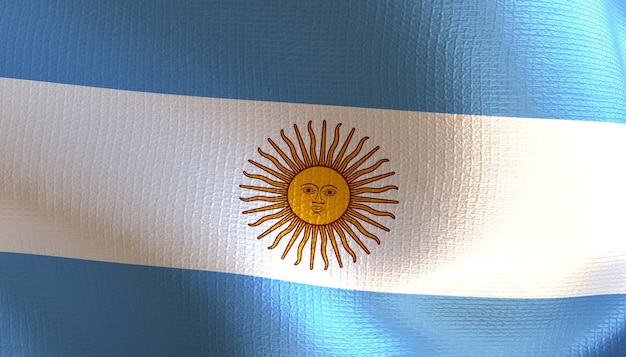 Argentinien-Flagge 3D-Rendering mit Textur