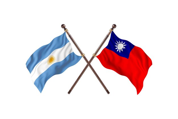 Argentinien gegen Taiwan zwei Länderflaggen Hintergrund