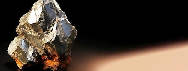 La argirodita es una rara piedra natural preciosa sobre un fondo negro generada por la IA.