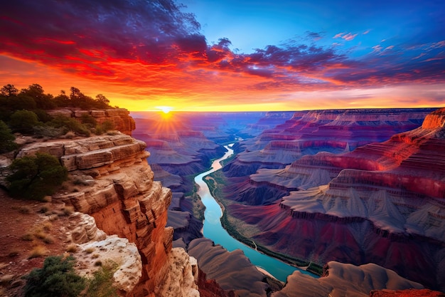 Foto arizona grand canyon national park ao pôr do sol estados unidos da américa ai gerado