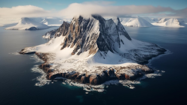 Arktische Berge Realistische und hyperdetaillierte Darstellungen lebhafter Küstenlandschaften