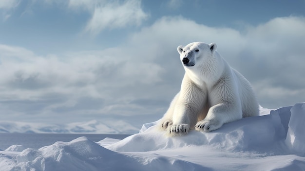 Arktische Isolation umrahmt einen Eisbären vor dem gefrorenen Hintergrund einer eisigen Landschaft