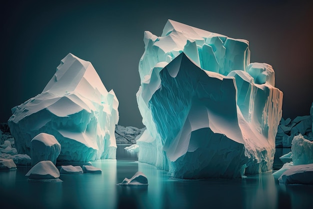 Arktische Schönheits-Eisberge auf dem Display KI-generiert