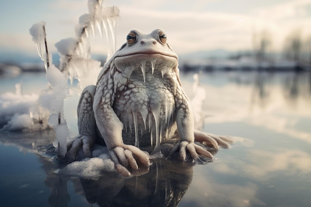 Arktischer Frosch im Winter