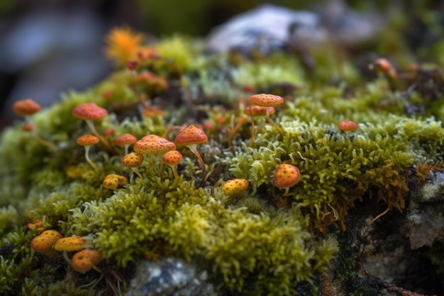 Arktisches Tundra-Flechtenmoos, Nahaufnahme Generative KI