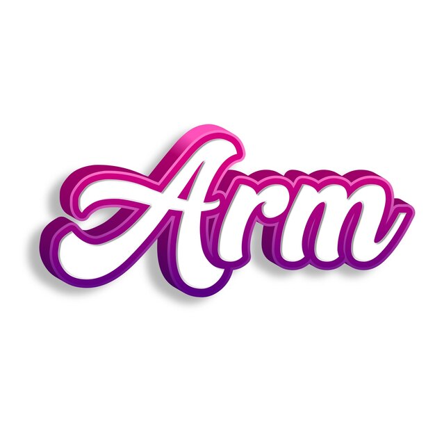 Foto arm tipografía diseño 3d amarillo rosa blanco fondo foto jpg