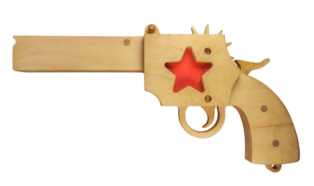Foto arma de brinquedo de madeira