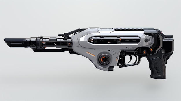 Arma de fuzil futurista isolada em fundo cinza arma de sci-fi
