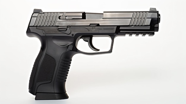 Foto un arma con una empuñadura negra en un fondo blanco