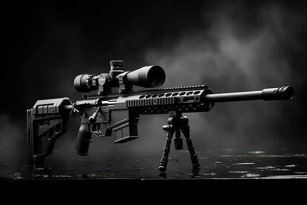 Foto el arma remington 700 en el fondo es oscura cinematográfica generada por ai