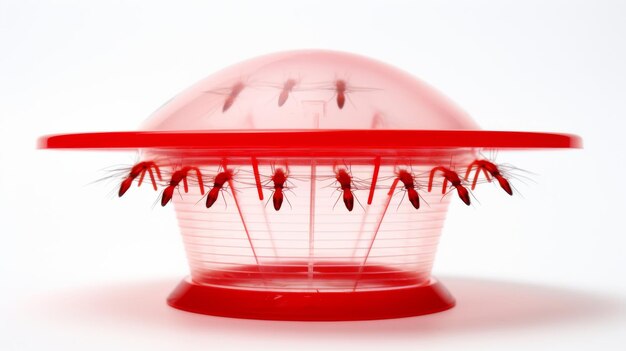 Foto armadilha de plástico concebida para atrair moscas em fundo branco