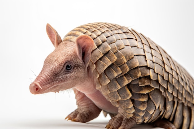 Armadillo aislado sobre un fondo blanco