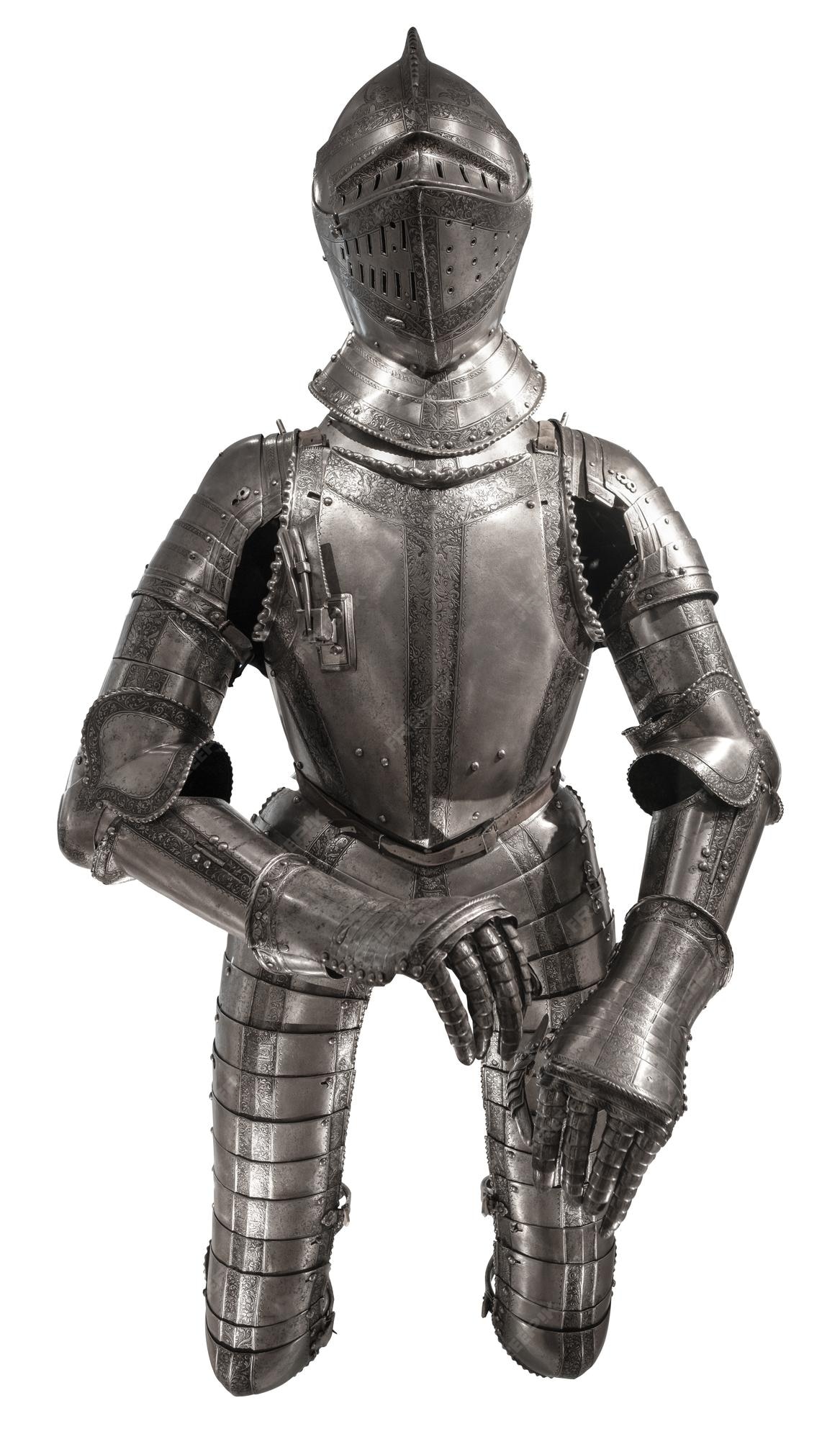 Una armadura medieval aislado sobre un fondo blanco. | Foto Premium