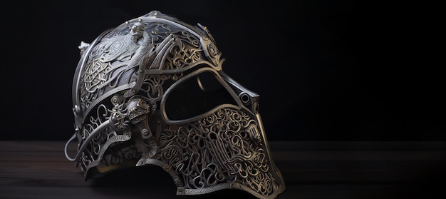 Armadura medieval capacete de ferro detalhado Generative ai