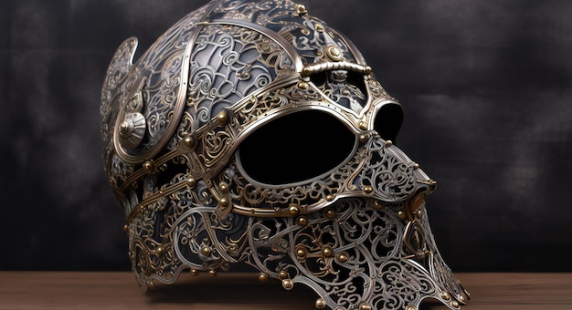 Armadura medieval casco de hierro detallado generativo ai