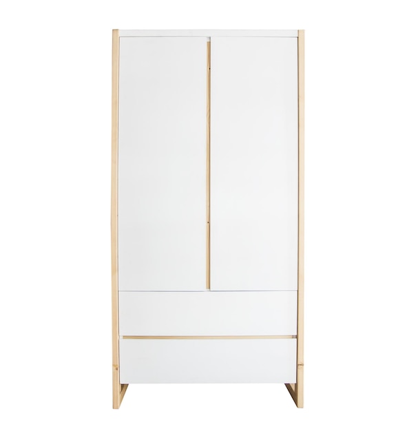 Foto armário de madeira isolado no fundo branco. inspiração de design de interiores.