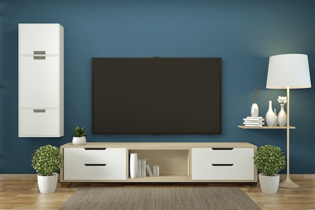 Armário de TV em zen moderno quarto vazio estilo minimalista janapese