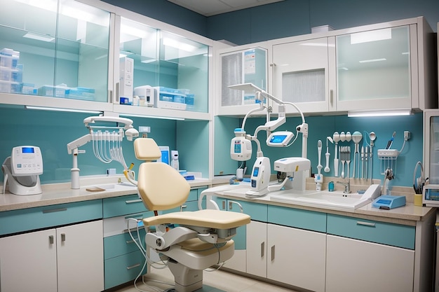 Foto armario dental con varios equipos médicos