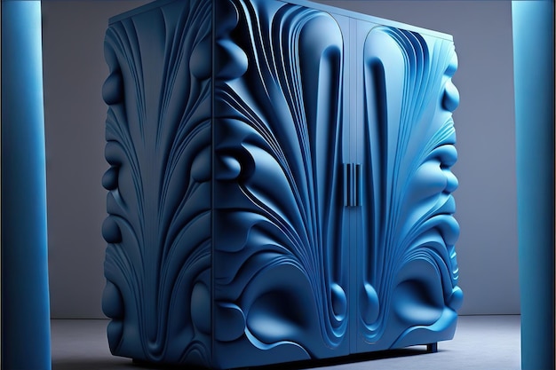 Armario futurista azul liso creado con inteligencia artificial generativa