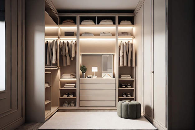 Foto armário mínimo com decoração de casa moderno e elegante com closet com ia generativa