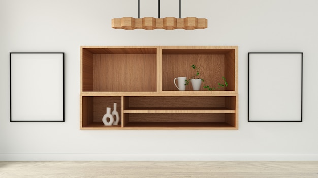 Foto armário no quarto vazio moderno estilo japonês, projetos mínimos. renderização 3d