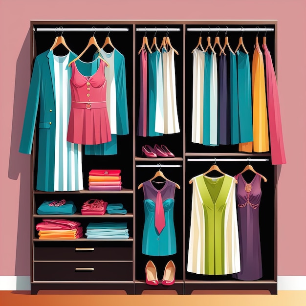 Foto armario con ropa en la habitación armario con ropa accesorios de armario y armario de ropa