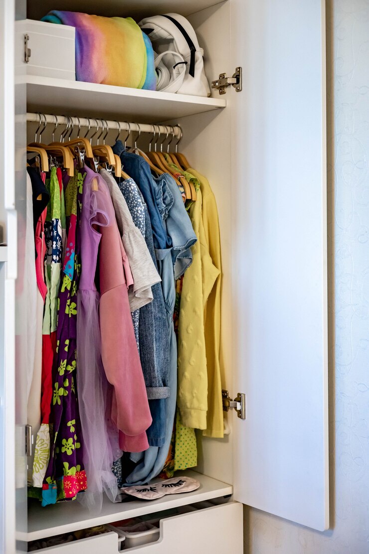 Foto armario con ropa de orden perfecta ropa de almacenaje de cortinas ropa de niña adolescente