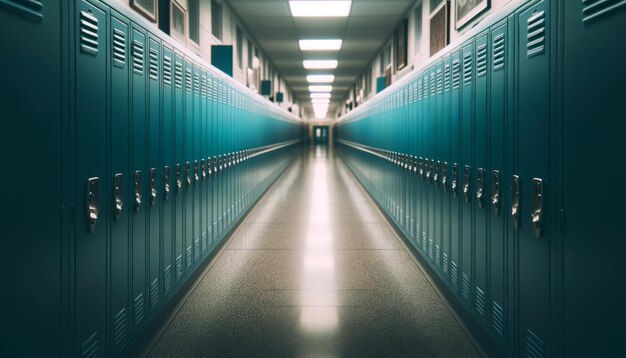 Armarios de la escuela enfriados en el pasillo