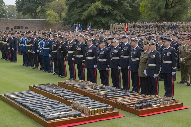 Armas y municiones exhibidas durante la ceremonia de deposición de armas