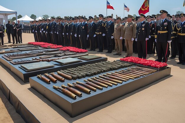 Armas y municiones exhibidas durante la ceremonia de deposición de armas