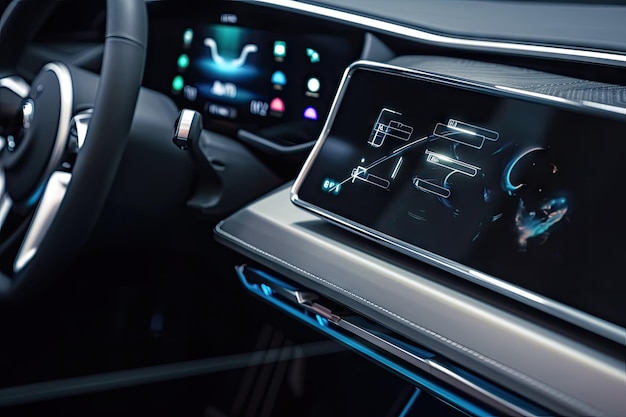 Armaturenbrett mit Touchscreen und drahtloser Konnektivität für den modernen Fahrzeuginnenraum